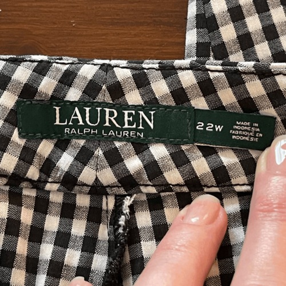 Lauren Ralph Lauren LRL‎ Plaid Slim Fit Stretch Cropped Pants Black White 22W - Picture 8 of 11